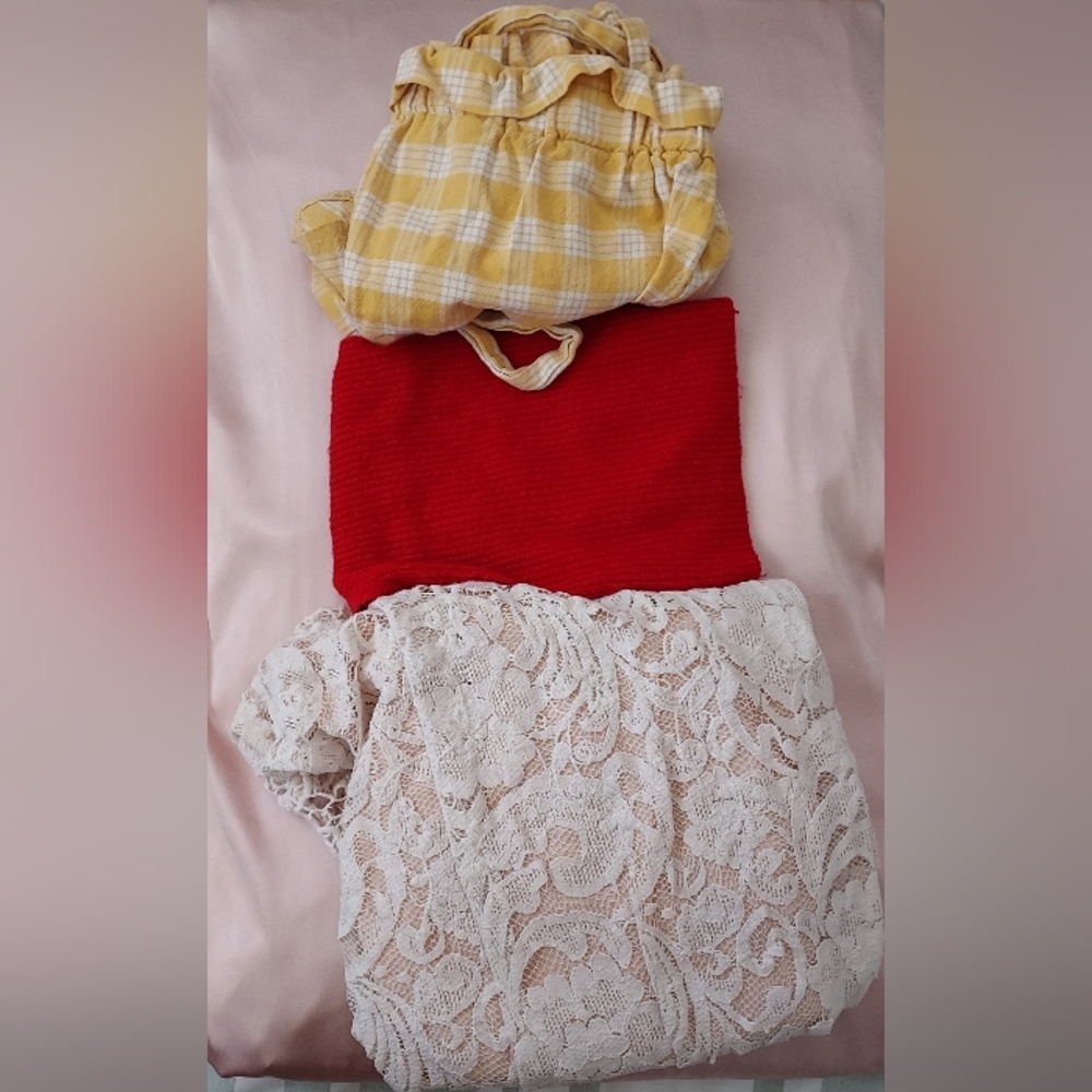 Medium-sized Bundle (Dress, Red Top, Yellow Shorts)